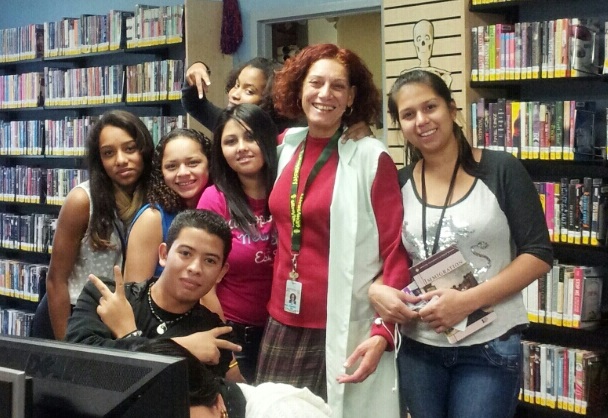 teacher and students visiting the Teen Room