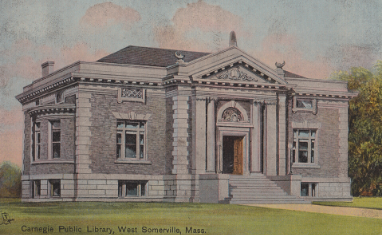 Somerville Public Library West Branch vintage postcard
