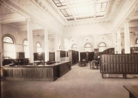 Reference Desk at the Somerville Public Library, early 20th century